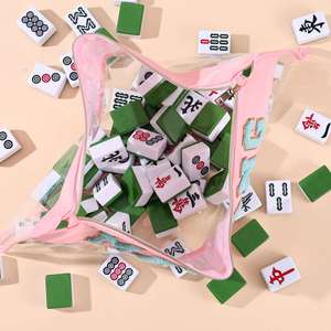 Custom Logo Zippered Embroidery <b>Large</b> Size Clear PVC American Mahjong Tile <b>Bag</b> - Product Image 4