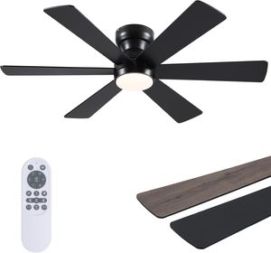 Ventilateur de <span class=keywords><strong>plafond</strong></span> encastré 46-52 pouces avec lumière, télécommande, 6 pales réversibles, moteur DC <span class=keywords><strong>silencieux</strong></span>, profil bas, dimmable, type Fandelier - Product Image 6