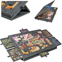 Table de puzzle pliable 2-en-1 avec 6 tiroirs, 1000 pièces, multifonctionnelle et portable en feutre