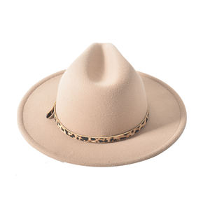 Gran oferta, Sombrero Unisex personalizado, sombrero de fieltro Fedora Panamá con leopardo, banda de PU, decoración para adultos para viajes al aire libre de invierno - Product Image 3