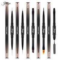 Professionnel dégradé rose or métal poignée doublure tête plate brosse ombre brosse grattoir stylo double tête brosse à ongles 5 pièces ensemble