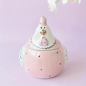 Stoples kue keramik stoples kue ayam jantan stoples kue biskuit keramik kaleng makanan berbentuk ayam keranjang penyimpanan telur tempat telur ayam - Product Image 2