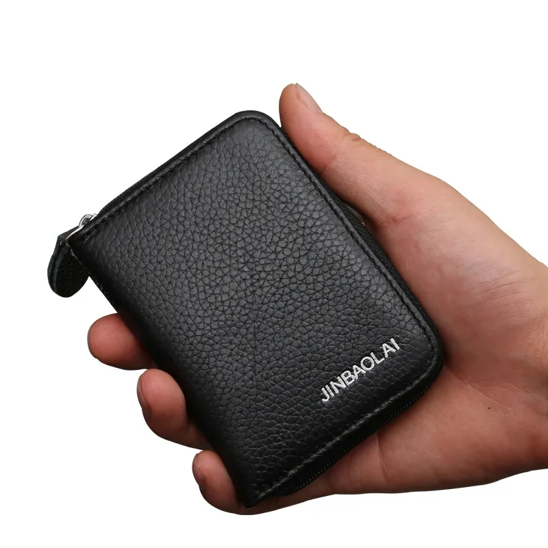 Zipper Small Wallets Men Genuine Leather Card Holder Coin Pocket Male Purse Brand High Quality Wallets