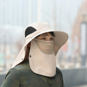 Bucket Hat With Face And <b>Neck</b> Cover Breathable Sun Protection For Outdoor Fishing Adults <b>Light</b> Gray - Product Image 2