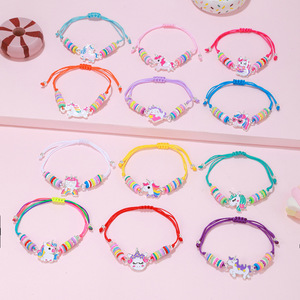 Set di 12 braccialetti estivi con nome personalizzato dopamina per bambini placcati <span class=keywords><strong>oro</strong></span> Heish Bead Cartoon braccialetti per ragazze accessori per bambini - Product Image 3