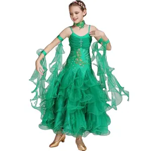 儿童女孩舞台现代舞服装华尔兹探戈狐步舞快速标准交际舞服装舞台舞蹈服装