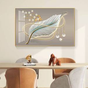Cuadro moderno de pared de alta gama, minimalista, de porcelana de cristal, <span class=keywords><strong>para</strong></span> colgar en la pared del <span class=keywords><strong>comedor</strong></span> o sala de estar, con marco dorado de lujo. - Product Image 2