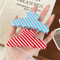 Pince à cheveux en acétate rayée de 9,8 cm, à ressort puissant, pour femmes et filles, style rétro, colorée, pour usage quotidien