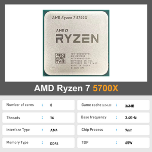 Nuevo Procesador CPU de 8 Núcleos y 16 Subprocesos Ryzen 7 5700X R7 de 3.4GHz, 7NM, L3=32M, Socket AM4 para Juegos - Product Image 4