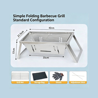 Barbecue portable pliant en acier inoxydable de 42 cm, double face, pour camping, pique-nique et jardin - Vente en gros usine