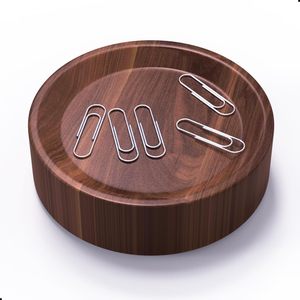 Soporte de Clip de papel de madera de nogal, dispensador de Clip de papel magnético de madera, caja organizadora de pines de Metal para escritorio - Product Image 1