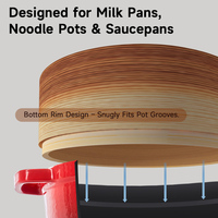 JUSEN Panier vapeur chinois artisanal en bois à rebord inférieur avec couvercle en bambou, capacité 5-6L, pour cuisinières à gaz et à induction, Dim Sum/Soupe