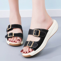 Sandales plates d'été grande taille pour femmes, tongs antidérapantes décontractées pour la plage, pantoufles avec doublure en cuir ultrafin