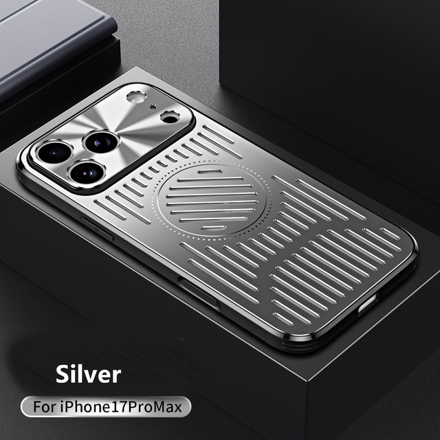 Luxury Matte Full Lens Magnetic Metal Cooling Aluminum Alloy Heat Dissipation Shockproof Protective Phone Case for 17 Pro Max