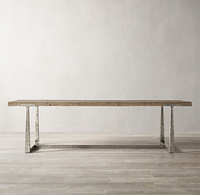 Mobilier de salle à manger américain en bois massif table d'artisanat forgée Hotel Villa peut être personnalisé taille