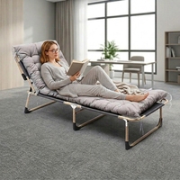 Lit de camping pliable en acier léger et réglable avec matelas, pliable pour une utilisation en chambre