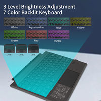 Clavier sans fil avec pavé tactile 7 couleurs rétroéclairé par batterie rechargeable Clavier détachable pour Microsoft Surface Pro 3/4/5/6/7/7 +