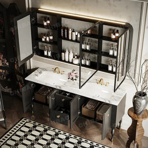 Style simple en bois massif pour meubles de salle de bain avec évier portes coulissantes miroir mural pour usage domestique - Product Image 6