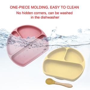 ESTICK Fournisseur direct d'usine Ensemble de vaisselle en <span class=keywords><strong>silicone</strong></span> de qualité alimentaire pour enfants avec ventouse Assiette divisée Modèle simple - Product Image 6
