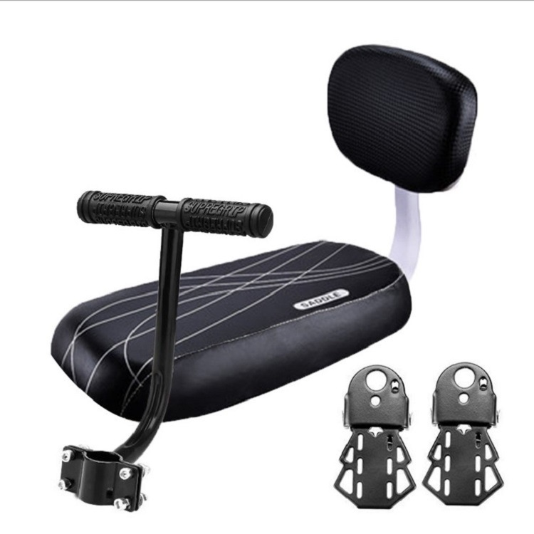 Black seat, armrests, and pedals.