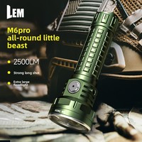 Senter LED Isi Ulang M6PRO Super Terang 8+1 LED 2500LM Lampu Sorot dengan Baterai 21700 untuk Berkemah di Luar Ruangan.
