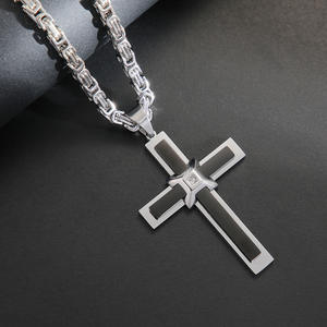 Christian Cross Religion <b>Gold</b> Plated Cubic Zirconia Non Tarnish Waterproof Stainless Steel Jewelry <b>Pendant</b> <b>Necklace</b> Male Man <b>Men</b> - Product Image 4