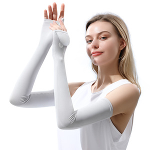 Mangas de protección solar de seda helada para mujer, guantes de ciclismo al aire libre de longitud extendida con protección UV XG60 - Product Image 4