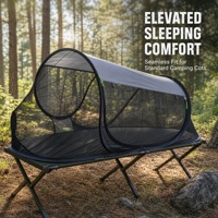 Tente de camping individuelle pliable rapide, 1 chambre, 235x70x75cm, portable, imperméable, avec moustiquaire en polyester Oxford