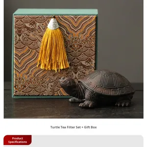 Filtro da tè in ceramica ecologico con filtro a foglia a rete ornamento per animali domestici infusore coperchio porta accessori per la cerimonia del tè e filtro - Product Image 6