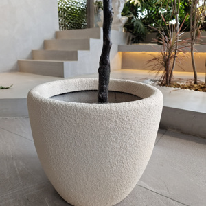 Jardinière Circulaire en Fibre de Verre Personnalisée, Style Ferme Rustique Traditionnel, avec Trou de Drainage, Écologique et Légère - Product Image 2