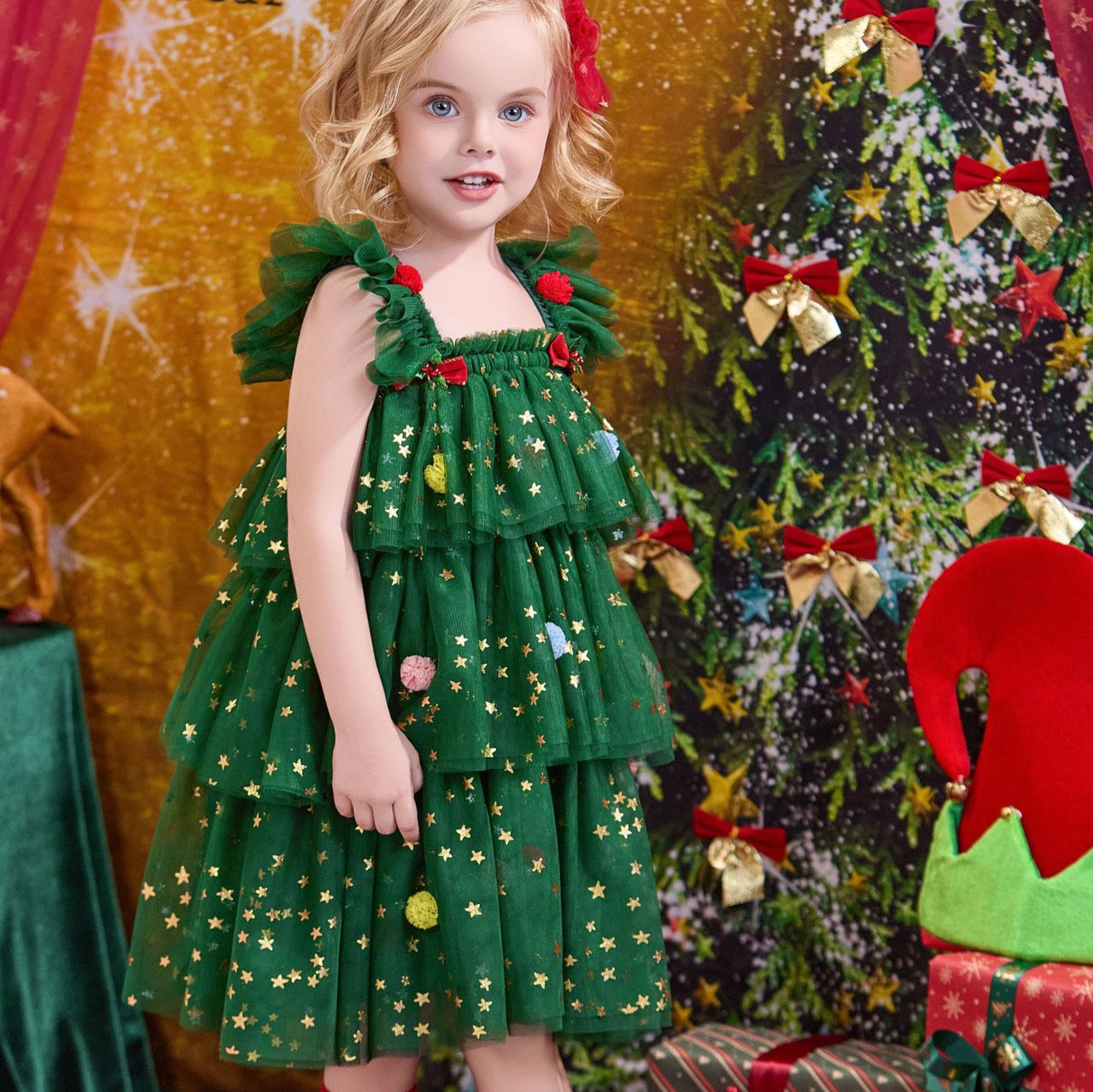 Wholesale Boutique Kids Girls Green Christmas Dress Sweet Girls Gradient  Sequin Party Dress| Alibaba.com
