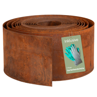 Bordure de pelouse en acier Corten, rouleau de 5 m x 15 cm, métal flexible, résistant aux intempéries, bordure naturelle moderne pour aménagement paysager, jardins, parterres de fleurs