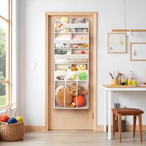 Organizador para colgar sobre la puerta con 8 compartimentos XL, almacenamiento inferior, bolsillos transparentes, almacenamiento colgante para bebés, niños, baño, mascotas - Product Image 2