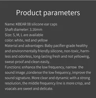 KBEAR 08 silikon Earphone pengganti silikon IEM ujung telinga dengan ukuran S M L isolasi kebisingan untuk KZ Moondrop Airpods Earbuds