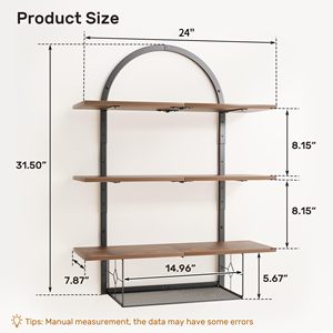 Étagère murale flottante SENYU à 3 niveaux avec paniers, idéale pour les salles de bain, les salons et les chambres, rangement - Product Image 3