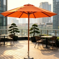 Parasol hydraulique en aluminium de grande taille pour l'extérieur, imperméable, avec base en marbre, robuste et moderne, pour patio, jardin, piscine et plage