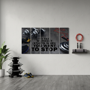 Ensemble de 5 tableaux imprimés sur toile Art Déco pour la motivation sportive, idéal pour la décoration murale de la salle de sport à domicile - Product Image 3