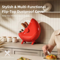 Boîte de rangement pour couteaux en forme d'œuf avec drainage ventilé, support à couverts avec couvercle anti-poussière pour comptoir de cuisine domestique