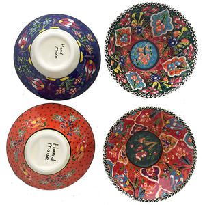 Bol plat en céramique antique turque classique, fait à la main, cuite à haute température, peint à la main sous glaçure, couleur personnalisée, 15 cm - Product Image 3