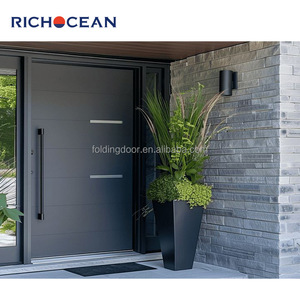 Puertas Principales Pivotantes de Aluminio Blanco para Exteriores, Diseño Moderno RICHOCEAN, Puertas de Seguridad Frontales para Casas - Product Image 4