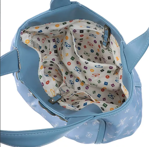 Bolso de mano estilo Y2K para mujer, bolso tote con estampado de monograma decorado con diamantes de imitación en forma de corazón, bolso ligero con asa superior de poliéster - Product Image 4