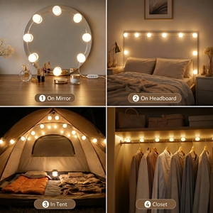 LED <b>Vanity</b> Mirror Bulb Kit, USB Powered Dimmable Makeup Mirror Lights with 3 Color Modes for <b>Dressing</b> <b>Table</b> - Product Image 6