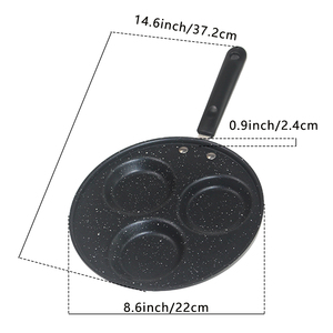 Oem personalizzato 3 fori cibo-Safe uovo hamburger Mini Omelette Non Stick <span class=keywords><strong>padella</strong></span> con manico lungo - Product Image 6