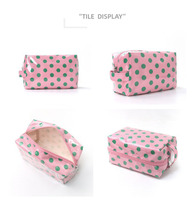 Trousse de Maquillage Tendance pour la Plage, Pochette Zippée pour Sac à Main, Trousse de Voyage Portable en PVC à Motif Pois