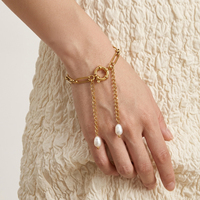 Bracelet minimaliste en métal doré Bingxin avec accents de perles, accessoire de mode féminin, bracelet chaîne empilable pour usage quotidien