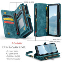 Étui portefeuille de luxe 2-en-1 en cuir PU CaseMe Retro pour Z Fold 7/6/5 avec fermeture magnétique puissante et dragonne