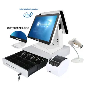 Aonpos Nhà Máy Giá OEM point of Sale tiền mặt đăng ký Màn hình kép tất cả trong một hệ thống thanh toán 15 inch tất cả trong một POS cho bán lẻ