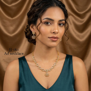 ชุดสร้อยคอทองเหลือง AD ดีไซน์หรูหรา ชุบทอง ประดับเพชรคิวบิกเซอร์โคเนียแบบอเมริกัน พร้อมต่างหูสำหรับผู้หญิง - Product Image 3