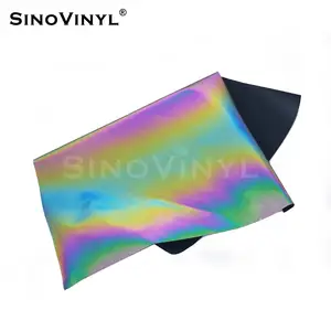 SINOVINYL 0.5x25m DR07高品質HTVレインボー反射服カットカッタープロッターDIY熱転写ビニールバンドルロール