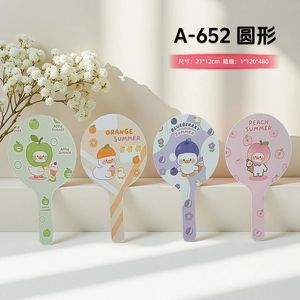 A652 Round Handheld Makeup <b>Mirror</b> 21x12cm Portable Cartoon Design For Students And Gifts - Product Image 1